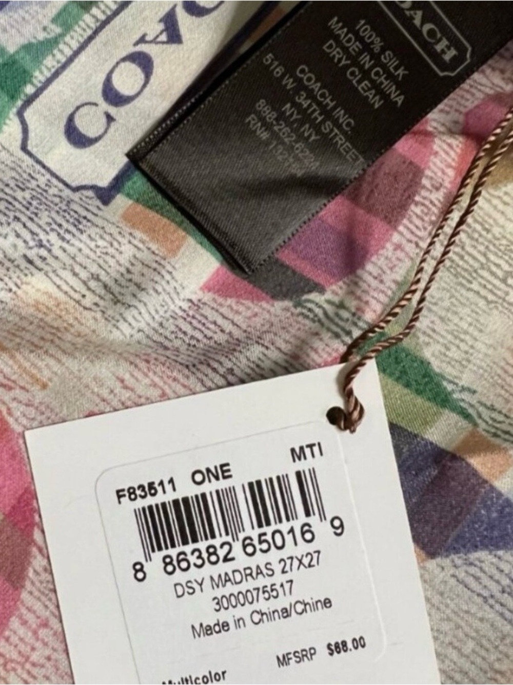 Coach Daisy Madres scarf NWT 27 x 27 - Picture 4 of 6